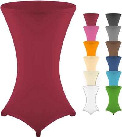 Statafelhoes Stretch - Hoes voor Bistrotafel - Feestelijke Decoratie - Öko-Tex Keurmerk - Ø60-85cm - Bordeaux