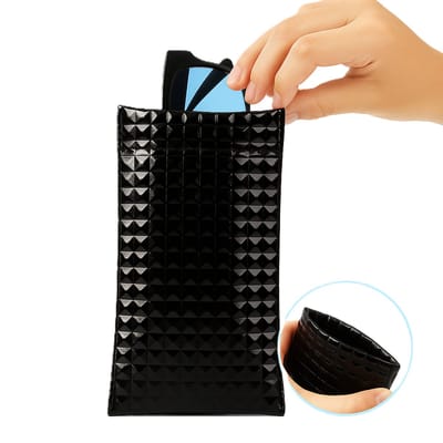 Chique Pop-up Brillenzak met Automatische Sluiting – Zwart – Stijlvolle en Draagbare Brillenhoes voor Dames – 9 × 18 cm – PVC – Modieuze Beschermhoes voor Brillen
