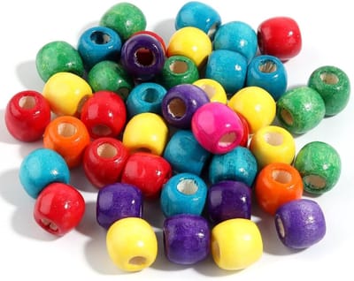 Kralen van 12 mm, natuurlijke houten kralen om te rijgen, voor doe-het-zelf sieraden maken (kleurrijk)