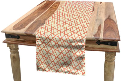 ABAKUHAUS Tafelrunner – Streepdesign – 40x225 cm – Lichtgeel/Oranje