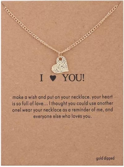 Wenskaart Life is magical - met vergulde ketting hart - wenskaart positiviteit‎‎ - I love You