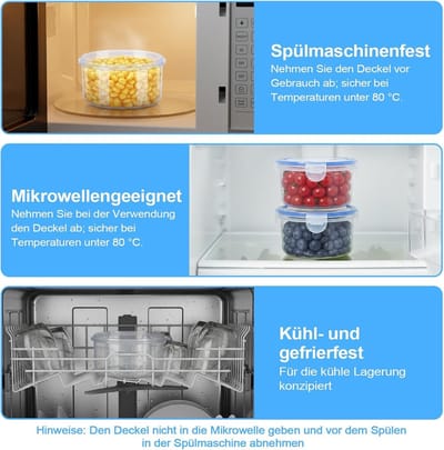 Meal Prep Dozen 600 ml - Ronde Vershouddozen met Deksel voor Maaltijdvoorbereiding, Restjes, Fruit en Groenten - 6 Stuks Kunststof Set