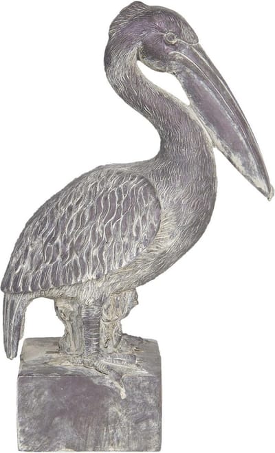 Clayre & Eef Beeld Pelikaan 23x13x37 cm Grijs Kunststof