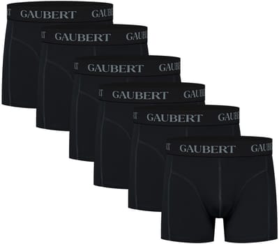 6 stuks Gaubert Heren Boxershorts - Bamboe - Zwart