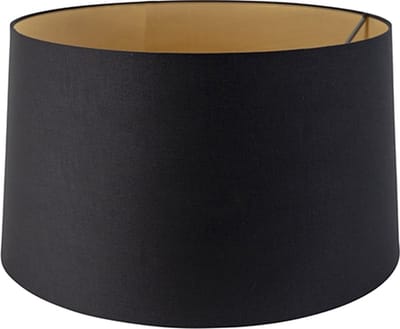 QAZQA rond schuin katoen - Moderne Lampenkap - Ø 500 mm - Zwart Goud -