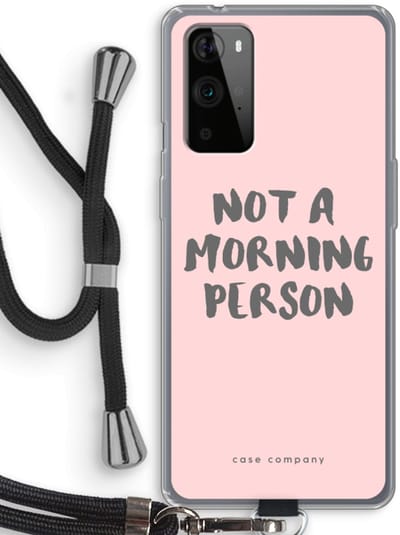 Case Company® - Hoesje met koord geschikt voor OnePlus 9 Pro hoesje met Koord - Morning person - Telefoonhoesje met Zwart Koord - Bescherming aan alle Kanten en Over de Schermrand
