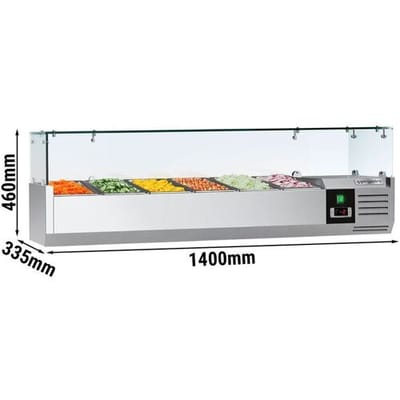 GGM Gastro Kühlaufsatzvitrine PREMIUM - 1400x335mm - 6x GN 1/4 Zilver