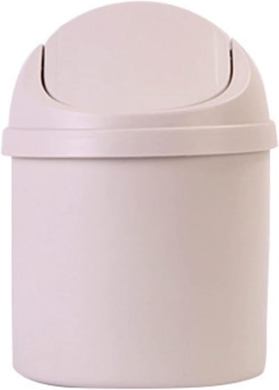 Mini Prullenbak - Tafelvuilnisbak Desktop - Bureau Opruimen - Met Deksel - Compact - Wit
