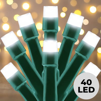 Lomera Kerstverlichting - Kerstlampjes - Kerstboomverlichting - LED Lichtsnoer - 3 Meter - 40 LED Lampjes - Binnen en Buiten - Wit Licht - Ip44 Adapter - Energiezuinig - Sfeerverlichting - Tuinverlichting - Lampjes Slinger - Groen Snoer