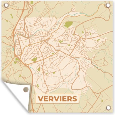 Tuin poster Kaart - Plattegrond - Vintage - Stadskaart - Verviers - 200x200 cm - Tuindoek