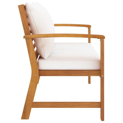 vidaXL - Tuinbank - met - crèmekleurig - kussen - 120 - cm - massief - acaciahout