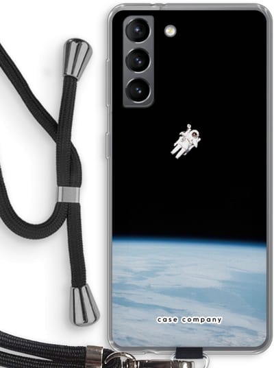 Case Company® - Hoesje met koord geschikt voor Samsung Galaxy S21 hoesje met Koord - Alone in Space - Telefoonhoesje met Zwart Koord - Bescherming aan alle Kanten en Over de Schermrand
