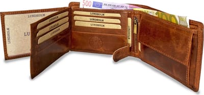 Lundholm portemonnee heren bruin - topkwaliteit leer en RFID bescherming - Luxe heren portefeuille in ideaal billfold formaat kado man mannen cadeautjes - Stavanger serie