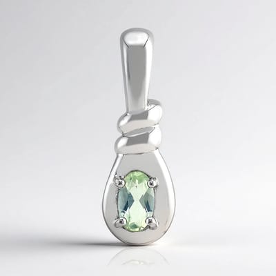 Cavill - Zilveren Hanger - 925 Sterling Zilver Gerhodineerd - Ovale Braziliaanse Amblygoniet 0,179 ct - Elegante Druppelvormige Sieraden