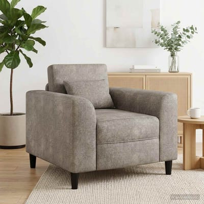 vidaXL - Fauteuil - Lichtgrijs - Kunst - Suède - Leer