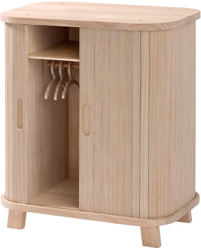 howa Houten Poppenkast "grace" - Poppenkast met Schuifdeure, Kledingroede, Plank en 3 Hangers 2670
