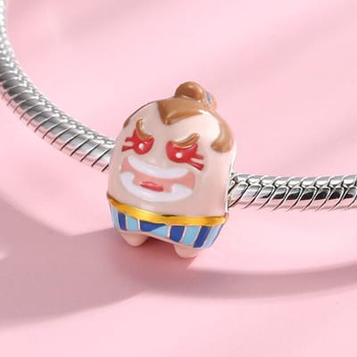 925 Zilver Japanse Cultuur Samurai Traditioneel Kostuum Bedels Kralen Voor DIY Vrouwen Armband Maken Originele Sieraden beige