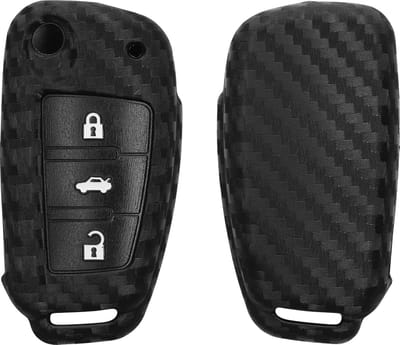 kwmobile autosleutel hoesje geschikt voor Audi 3-knops autosleutel - Autosleutel behuizing in zwart - Carbon design