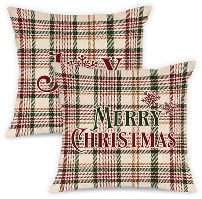 Dailygoods- Kussenhoezen Set van 2 - Kerstkussenslopen 40 x 40 cm - Decoratieve Kussenhoezen - Winter Kussenhoezen - Luxe Zacht Materiaal - Onzichtbare Ritssluiting - Kussenslopen