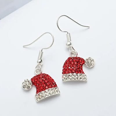 Oorbellen kerstmuts met strass