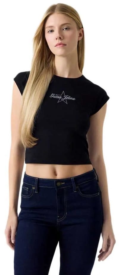 Guess Jeans W6ri21j1314 T-shirt Met Korte Mouwen Zwart M Vrouw