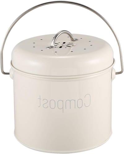 Compostbakje Keuken - Voedselafval Bakje - Afval Scheiden - Met Koolstoffilter - 3 Liter - Roestvrij Staal