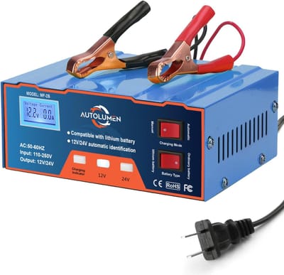 Lithium Batterijlader - Voertuig Accu Lader - Auto Vrachtwagen Motor - LCD Scherm USB Poort
