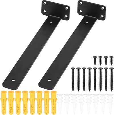 Famanu – 2 stuks onzichtbare zwevende plankhouders, wandplankdragers, zwart, 300 mm
