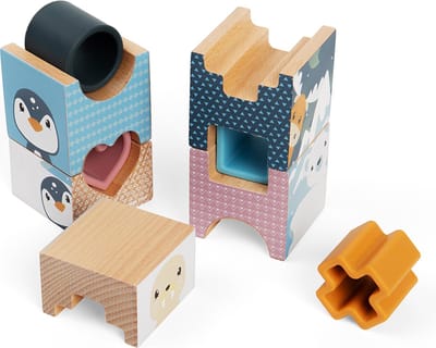 Puzzel toren - Arctica - Hout & silicone - 24x 5.5x5.5cm - 9st.