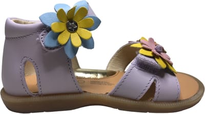 Naturino - Giamima - Mt 24 - velcro's bloemen lederen sandalen - Lila - dichte hiel