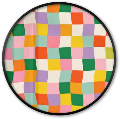 Poster in lijst Rond - Fotolijst 60x60 cm - Posters - Vierkanten - Kleurrijk - Golvend - Ronde posterlijst zwart - Decoratie - Wanddecoratie woonkamer - Muurdecoratie slaapkamer