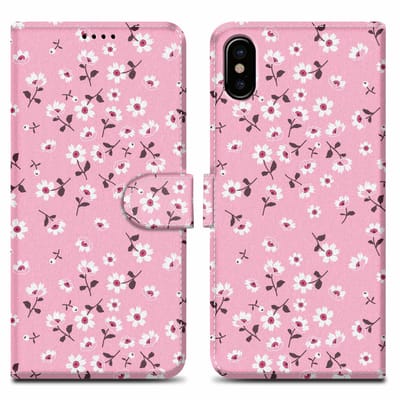 Cadorabo Hoesje geschikt voor Apple iPhone X / XS - Design Bloemenregen No. 6 - Beschermhoes Case Cover met magnetische sluiting, standaardfunctie en kaartvakje