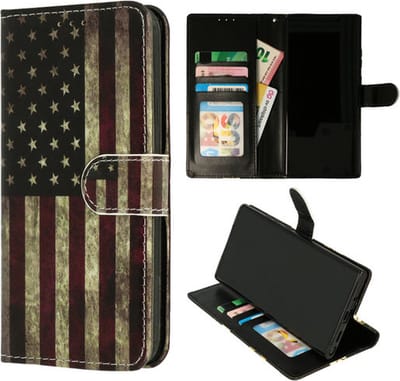 Cityhoesje-Bookcase geschikt voor Samsung Note 10 Pasjeshouder USA Vlag
