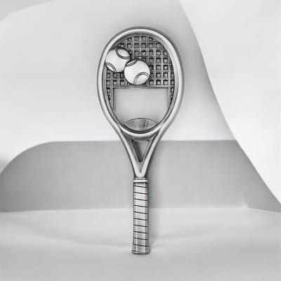 Flesopener Tennisracket ( Donker Zilverkleurig 10.5 x 4.0 cm