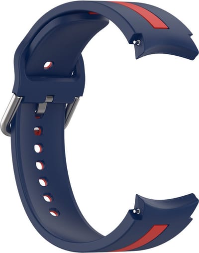 Siliconen bandje - geschikt voor Samsung Galaxy Watch 7 / Watch FE / Watch 6 / Watch 6 Classic / Watch 5 / Watch 5 Pro / Watch 4 / Watch 4 Classic - donkerblauw-rood