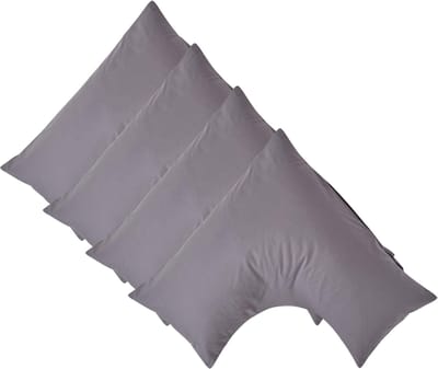 Homescapes Percale Katoen V-Kussensloop Set van 4 - Donkergrijs - 100% Egyptisch Katoen - 200TC - 38 x 76 cm