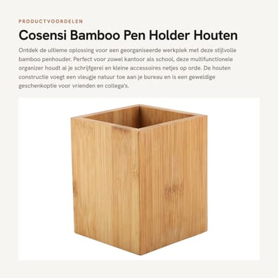 Dailygoods- Pennenhouder Premium Kwaliteit - Bureau Organizer - Houten Pennenhouder - Multifunctionele Organizer - Ruimtebesparend - Geschikt voor School en Kantoor - Pennenorganizer