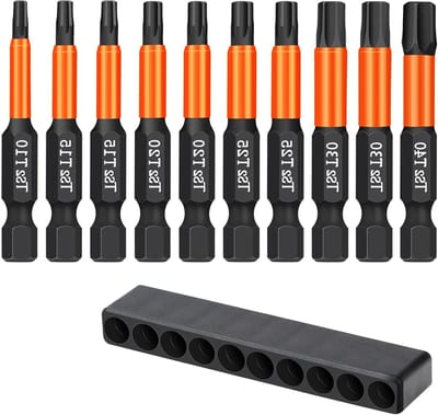 Torx Bits Set van S2 Staal met Magnetische Bevestiging - T10 T15 T20 T25 T30 T40 - Inclusief Dispenser voor Precisiewerk en Duurzaamheid (50 mm)