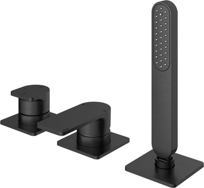 Hotbath Gal GL075 badrandcombinatie met staafhanddouche en 2-weg omstel geborsteld gunmetal PVD