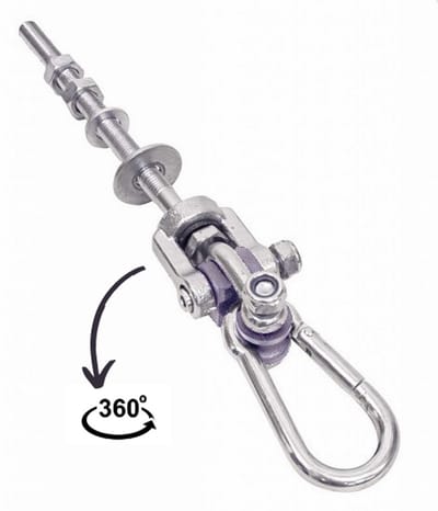 Trillingsdempende Schommelhaak met karabijnhaak verzinkt M12 (180 mm) (1 stuk)