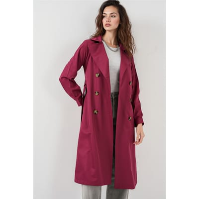 Twee rijen knoop lange trenchcoat
