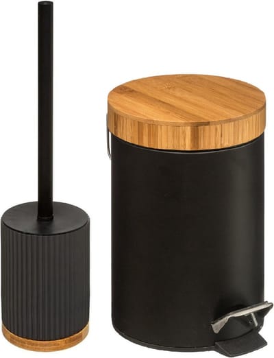 5Five Badkamer/toilet accessoires set - WC-borstel/pedaalemmer- zwart