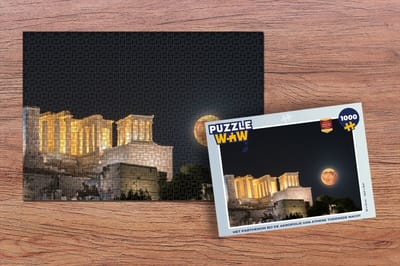 Puzzel Het Parthenon bij de Akropolis van Athene tijdensde nacht - Legpuzzel - Puzzel 1000 stukjes volwassenen