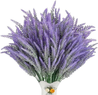Prachtige 12-delige set van kunstmatige lavendel met een hoogte van 36 cm voor potdecoraties, ideaal voor binnen- en buitendecoratie, realistische nepplanten in paarse kleur