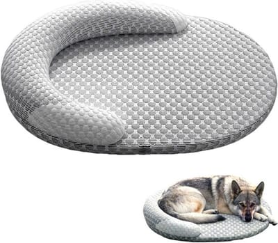 Daity Zomers verkoelend kattenbed voor binnenkatten-orthopedisch hondenbed met nekondersteuning-ademend en wasbaar huisdierbed met antisliponderkant-Rustgevend knuffelbed voor katten-honden-puppy's en kittens-Grijs(M)