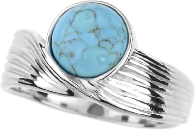 Cavill - Zilveren ring 925 met 1,15 ct turkoois cabochon - Moderne Amerikaanse turquoise - Ronde edelsteen ring dames