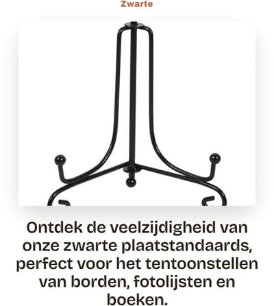 Dailygoods- Plaatstandaard Zwart - Display Standaard - IJzer - 4-12 Inch - Ezel voor Fotolijsten - Stevig en Goed Gemaakt - Displaystandaard