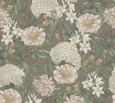 VLINDERS EN BLOEMEN BEHANG | Botanisch & Dieren - Bordeaux Roze Groen Geel - LivingWalls Drawn Into Nature