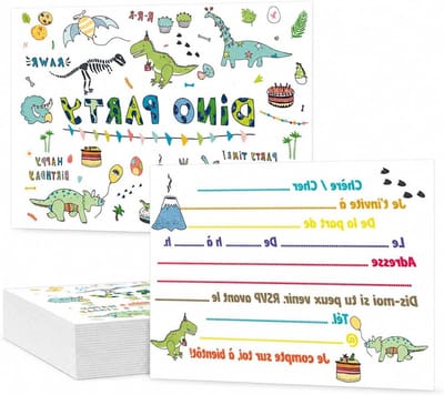 SnelShoppen - 20 Dinosaurus Uitnodigingen voor Verjaardag - A6 Kaarten voor Kinderen - T-Rex en Prehistorisch Thema - Vrolijke Feestuitnodigingen voor