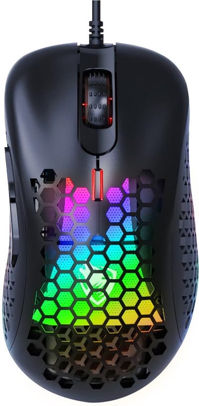 Gaming Muis G540 – RGB Breathing Light – Honingraat Design – 6 DPI-Niveaus tot 6400 DPI – USB Bedraad – 6 Knoppen – Voor PC, Laptop & Mac – Zwart – 180cm Kabel